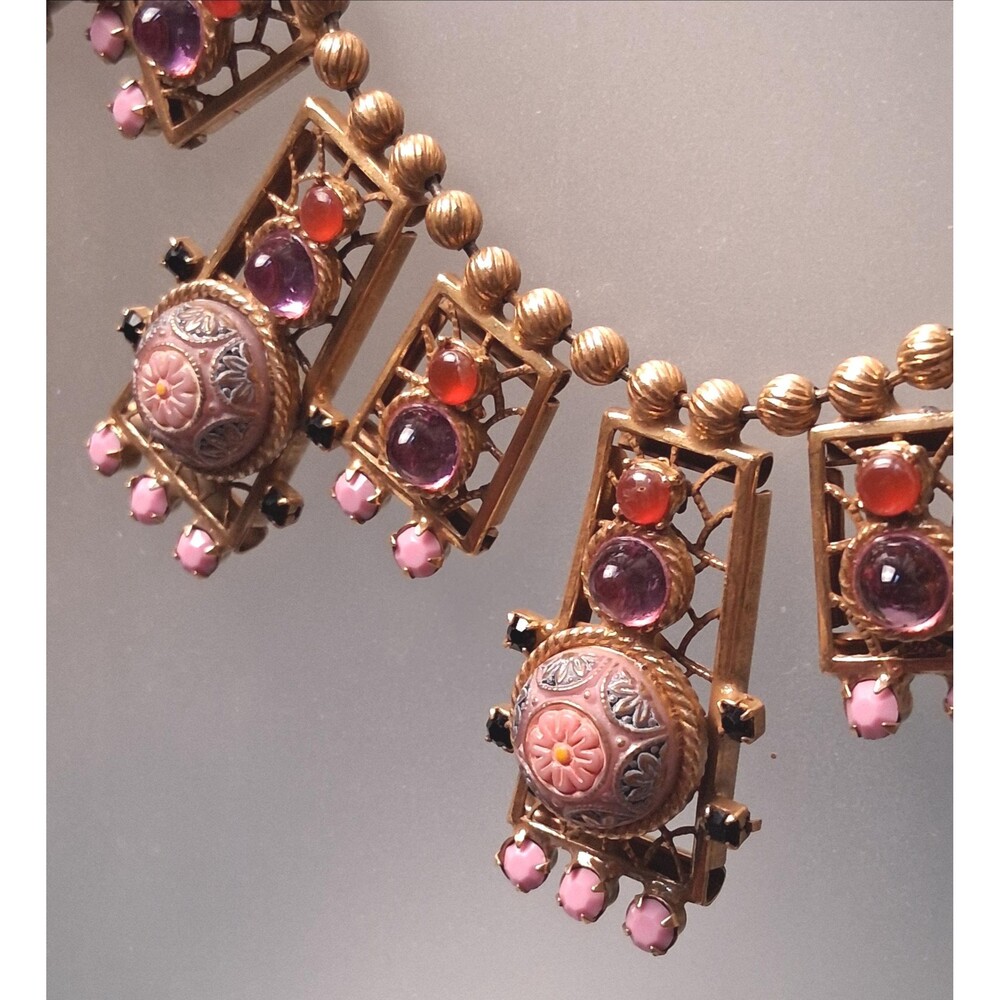 Juliana Moroccan Matrix Necklace Amethyst Carnelian Glass - Picture 10 of 14